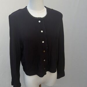 Vintage 90s Cropped Black Cardigan | Ronni Nicole by Ouidia Minimalist Sweater